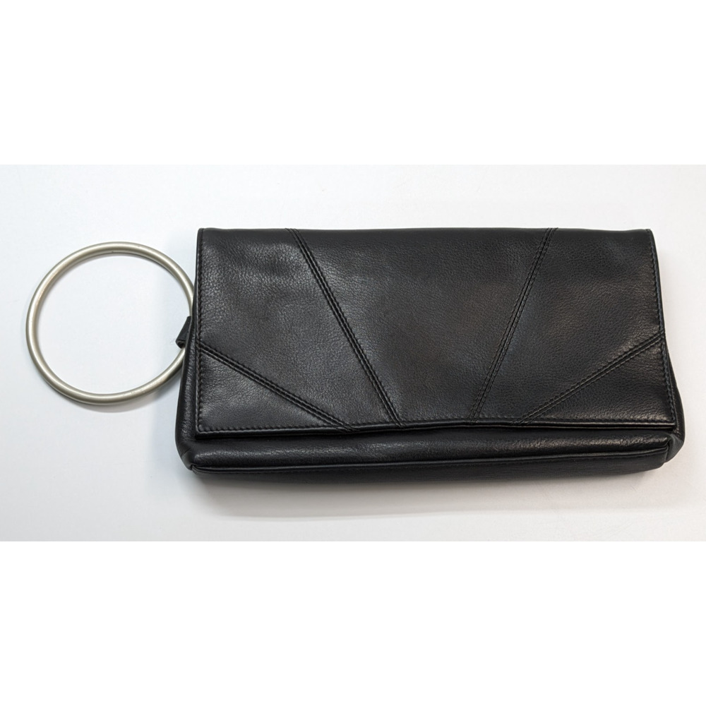 ILI New York Toronto Black Fold Over Clutch Bag Wallet 9" by 5" Magnetic VTG